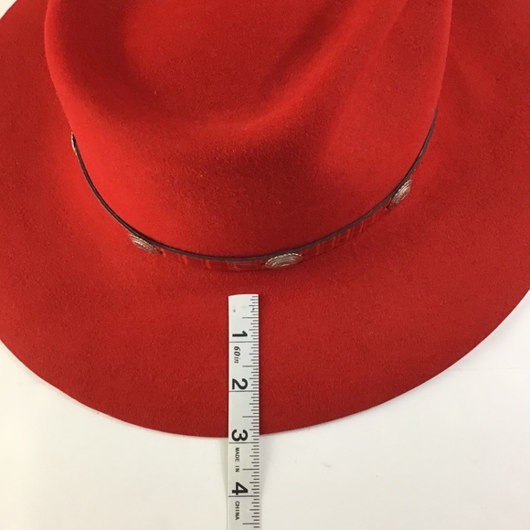 The Roundup Red Flat Brim Felt Fedora Hat - Picture 15 of 15